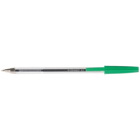 Q-CONNECT stylo bille, avec capuchon, 0,7 mm, pointe moyenne, vert