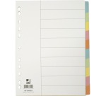 Q-CONNECT dividers, A4, cardboard, 11 holes, 10 tabs, assorted colors