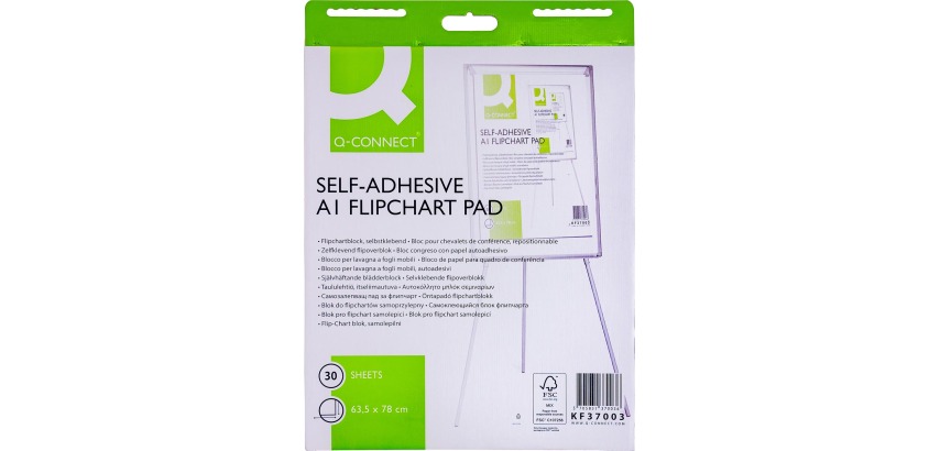 Q-CONNECT papier pour cheval de conférence, autocollant, ft 63,5 x 78 cm, 30 feuilles