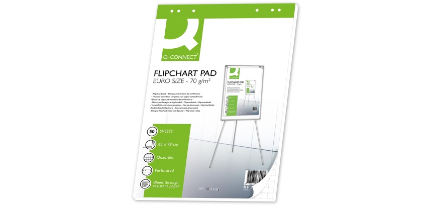 Q-CONNECT conference pad paper, size 65 x 98 cm, 70 g/m², grid, 50 sheets