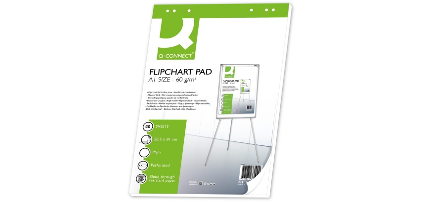 Q-CONNECT papier pour tableau de conférence, 58,5 x 81 cm, 60 g/m², uni, 40 feuilles