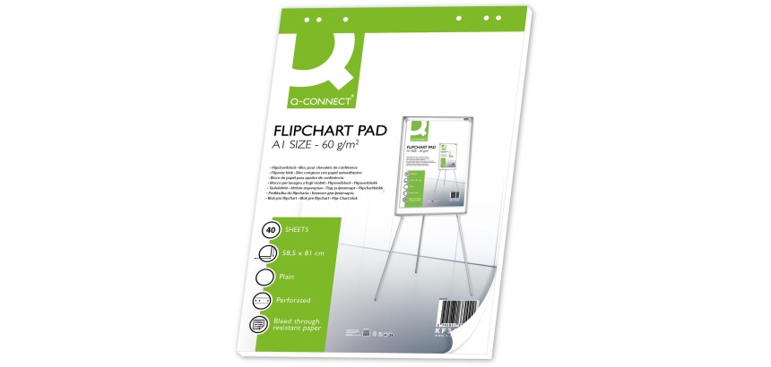 Q-CONNECT papier pour tableau de conférence, 58,5 x 81 cm, 60 g/m², uni, 40 feuilles