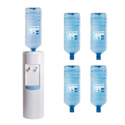 Kit O-water: 1 x Basic refroidisseur d'eau, blanc (FWB2013), 6 x eau de source 18 l (FW189) inclus