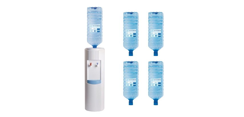 Kit O-water: 1 x Basic water cooler, white (FWB2013), 6 x 18 l spring water (FW189) included