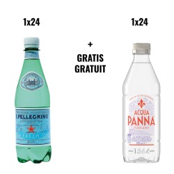 ACTION NESTLE: 1 x San Pellegrino 50 cl, 24 pièces + GRATUIT 1 x Acqua Panna 50 cl, 24 pièces