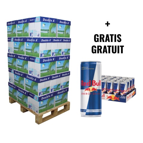 ACTION DOUBLE A: 1 x pallette papier d'impression A4, 80 g + GRATUIT 1 x Red Bull regular, 24 x 25 cl