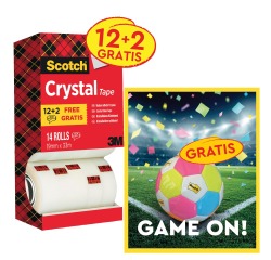 Actie Scotch: 1 x Kristallklebeband ft 19x33, 12x (+2 gratis) + 1 x GRATIS Ballon