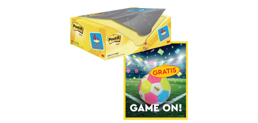 Post-It Action: 1 x Notes, 100 sheets, 76x12x7, yellow, 16x (+4 free) + 1 x FREE balloon