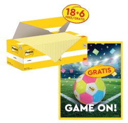 Post-It Offer: 1 x Notes, 100 sheets, 76x12x7, canary yellow, 18x (+6 free) + 1 x FREE balloon