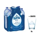 SPA ACTION: 1 x Spa Reine water, 1.5 L bottle, pack of 6 pieces + 1 x Spa Glass, 6 pieces