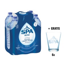 ACTIE SPA: 1 x Spa Reine water, fles van 1,5 liter, pak van 6 stuks + 1 x Spa glas, 6 stuks