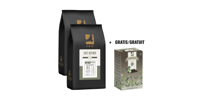 ACTION Q-CONNECT: 2 x Coffee Beans Café Intenso, 1 kg + FREE 1 x Tea, Earl Grey, 20 Bags