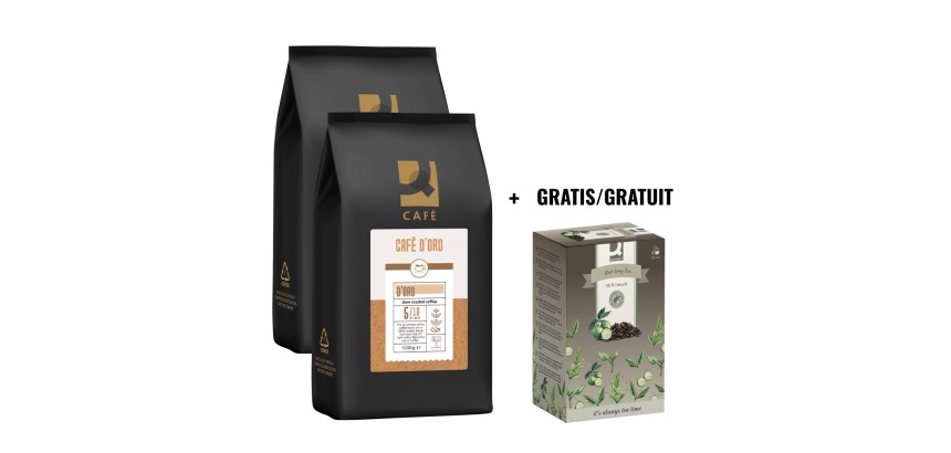 ACTION Q-CONNECT: 2 x coffee beans Café D'Oro, 1 kg + FREE 1 x tea, earl grey, 20 bags