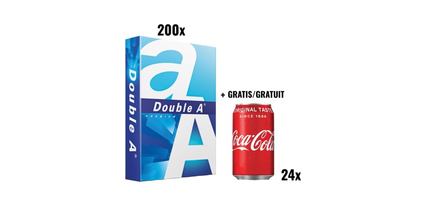 AKTION DOPPEL A: 1 x Palette Premium Papier A4, 80 g + KOSTENLOS 1 x Coca-Cola, 33 cl, 24 Stück