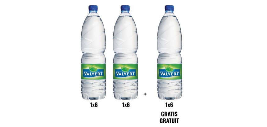 ACTION VALVERT: 2 + 1 GRATUIT: Valvert eau, bouteille de 1,5 litre, 6 pièces (réf. 053805)