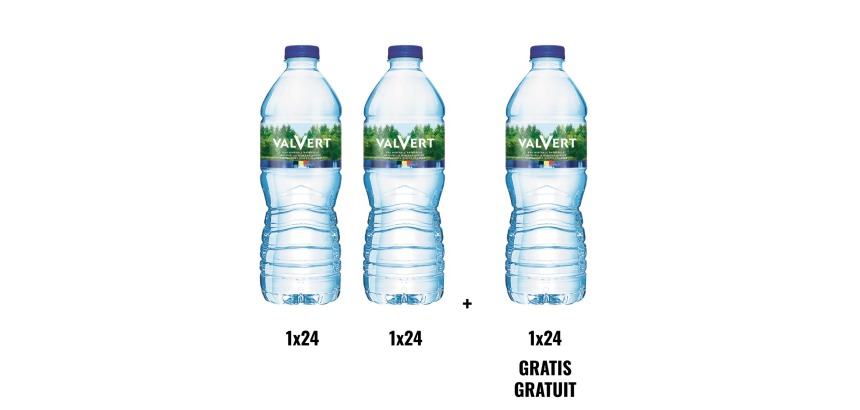 ACTION VALVERT: 2 + 1 GRATUIT: Valvert eau, bouteille de 50 cl, 24 pièces (réf. 53801)