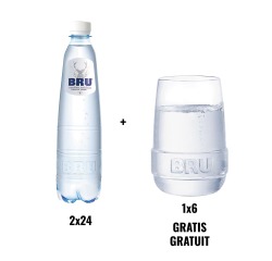 Promo pack BRU: 2 packs Bru 50 cl + Free 6 Bru glasses