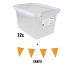 ACTION: 12 x DONAU Home storage box, 15 l + FREE 1 x Flag garland, 10m, orange