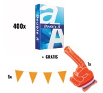 ACTION: 400 x Double A A4 paper, 80 g + FREE 5 x Flag garland + FREE 1 x Orange hand