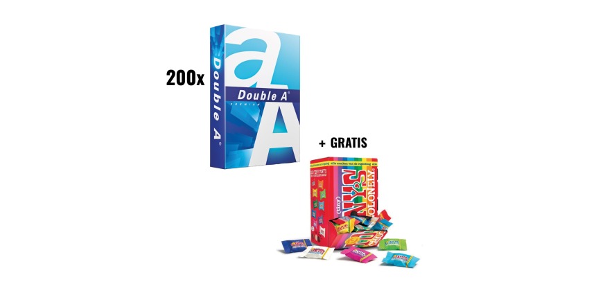 DOUBLE A ACTION: 1 x Premium A4 paper ream, 80 g + FREE 1 x Tony's Chocolonely mini mix, 900 g