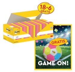 Post-It Action: 1 x Notes, 100 sheets, 76x76, assorted, 18x (+ 6 free) +1 x FREE balloon