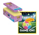 Actie Post-It: 1 x Super Sticky notes, 90 feuilles, 76x76, jaune, 14x (+2 gratuit) + 1 x GRATUIT ballon