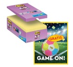 Actie Post-It: 1 x Super Sticky notes, 90 vel, 76x127, geel, pak van 14 (+2 gratis) + 1 x GRATIS voetbal