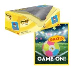 Actie Post-It: 1 x Notes, 100 vel, 76x76, geel, pak van 16 (+ 4 gratis) +1 x GRATIS voetbal