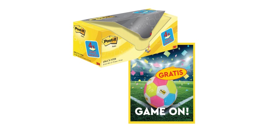 Action Post-It: 1 x Notes, 100 sheets, 76x76, yellow, 16x (+ 4 free) +1 x FREE balloon