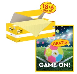 Post-It Action: 1 x Notes, 100 sheets, 76x76, canary yellow, 18x (+6 free) + 1 x FREE balloon