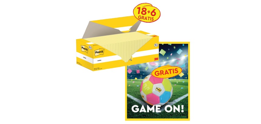 Post-It Action: 1 x Notes, 100 sheets, 76x76, canary yellow, 18x (+6 free) + 1 x FREE balloon