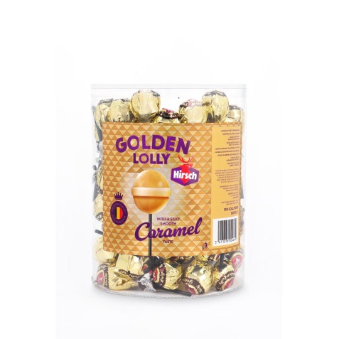 Hirsch Golden Lolly, 100 stuks, pot van 1,2 kg