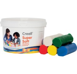 Pâte à modeler Creall Super Soft rouge/bleu/vert/jaune/blanc 1750g
