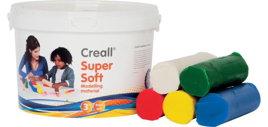 Creall Super Soft Knetmasse Rot/Blau/Grün/Gelb/Weiß 1750g
