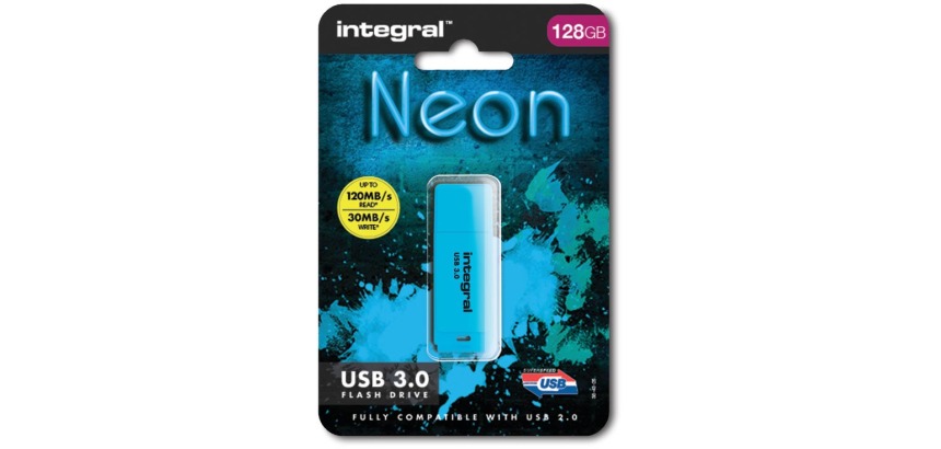 Clé USB 3.0 Integral Neon USB-A 128Go bleu