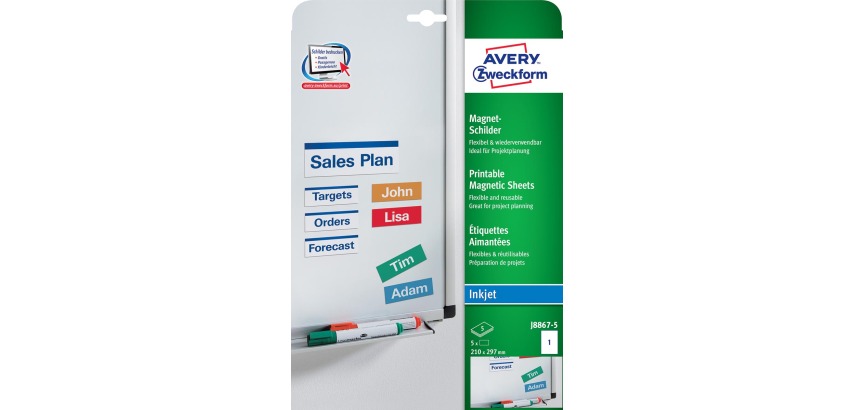 Avery étiquettes magnétique, ft 210 x 297 mm, boîte de 5 pièces