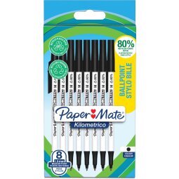 Paper Mate stylo bille Kilometrico, M, blister de 8 pièces, noir