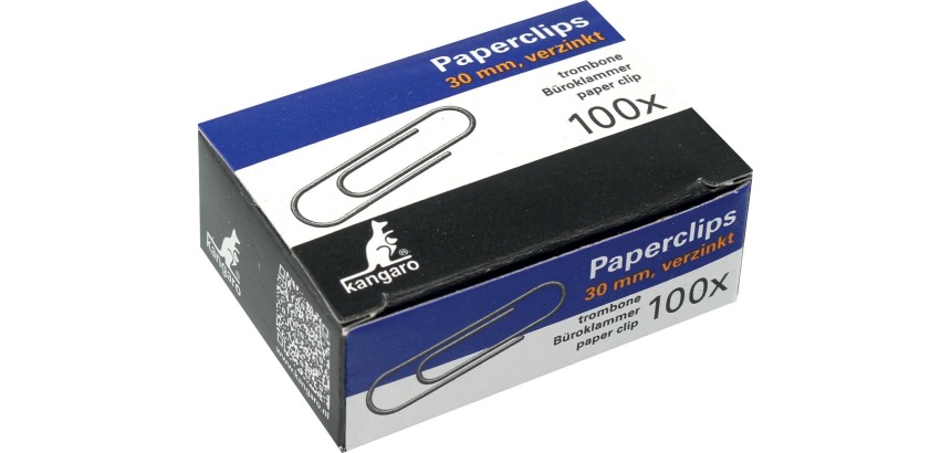 Kangaro trombones, 30 mm, ronds, galvanisés, boîte de 100 pièces.