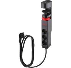 IOIO douille SL3000 avec 3 prises et 3 ports USB, pince de table, noir
