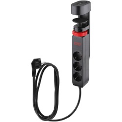 IOIO douille SL3000 avec 3 prises et 3 ports USB, pince de table, noir