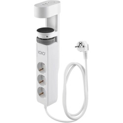 IOIO douille SL3000 avec 3 prises et 3 ports USB, pince de table, blanc