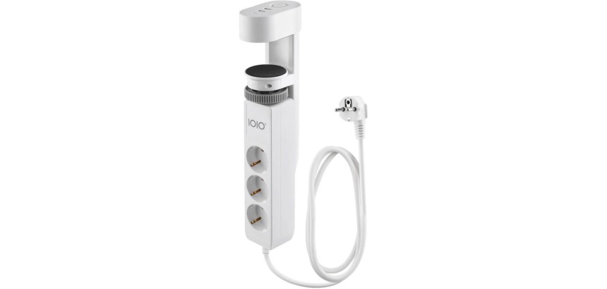 IOIO douille SL3000 avec 3 prises et 3 ports USB, pince de table, blanc