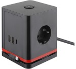 IOIO douille SW1000 avec 3 prises et 3 ports USB, cube, noir