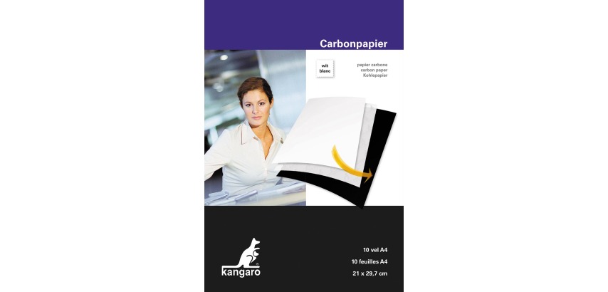 Kangaro carbon paper, A4 size (21 x 29.7 cm), white, pack of 10 sheets