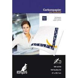 Kangaro papier carbone, ft A4 (21 x 29,7 cm), bleu, paquet de 100 feuilles