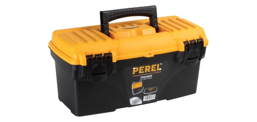 Perel gereedschapskoffer, ft 41 X 20,9 X 19,5 cm, 16,7 l, leeg geleverd, zwart/geel