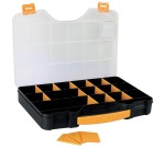 Perel Werkzeugkasten mit 18 Fächern, schwarz/gelb