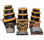 Perel Werkzeugkasten mit 18 Fächern, schwarz/gelb