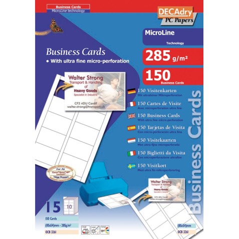 Decadry cartes de visite MicroLine ft 85 x 54 mm, 285 g/m², 150 cartes