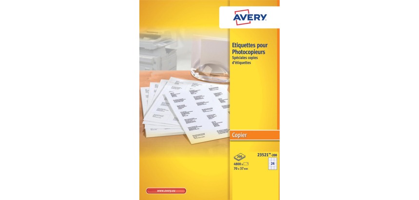 Avery 23521-200 labels for copier size 70 x 37 mm (w x h), 4800 labels, white